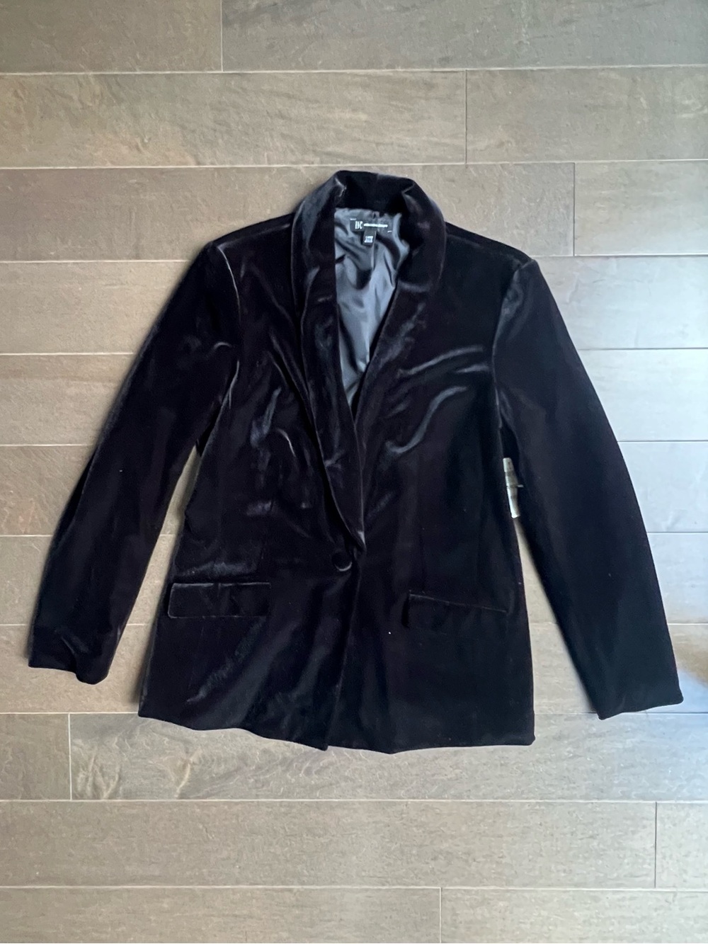 INC International Concepts Black Velvet Single-Button Blazer